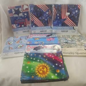 7 Packs Fat Quarters Bandana US Flag Money Celestial Aliens Dogs B10